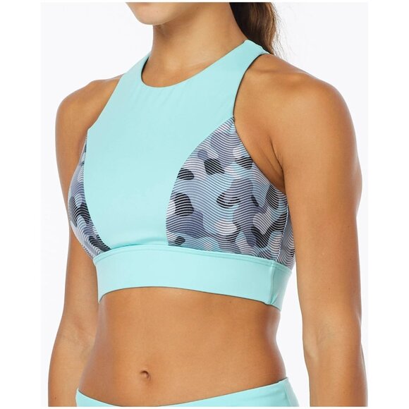 TYR Womens Amira Bikini Top Active Swimwear Maximum Support Blue Gray XL 14/16 - Picture 1 of 7